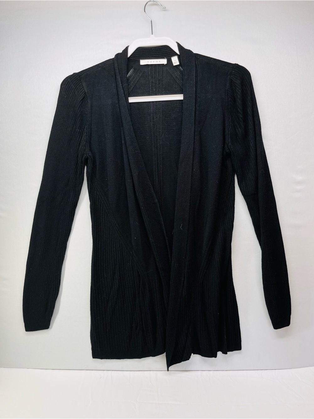 Cyrus Black‎ Ribbed Open-Front Women's Cardigan